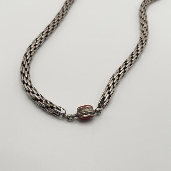 Vintage Tibetan Sterling Silver & Coral Necklace And Bracelet Set - Picture 8 of 10